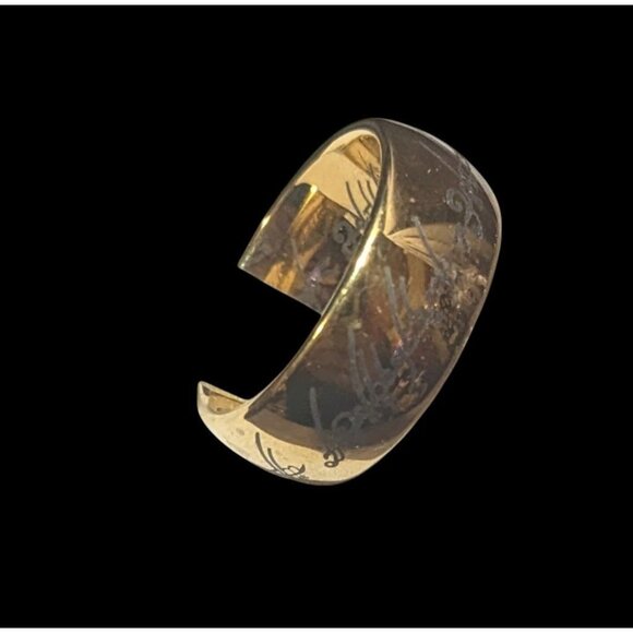 Whimsical Fantasy Lord Of The Rings Heavy Gold Tone Engraved One Ring Size 6 - Picture 10 of 14